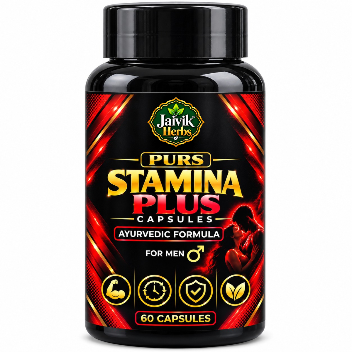 Jaivik Herbs Purs Stamina Plus Capsules – 60 Capsules | Ayurvedic Herbal Formula for Men