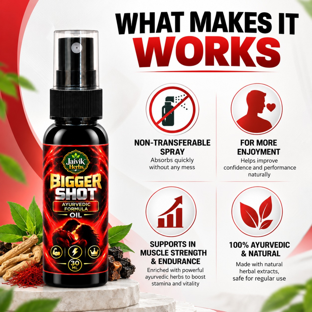 Jaivik Herbs Bigger Shot Ayurvedic Formula Oil – 30 ml Spray Bottle
